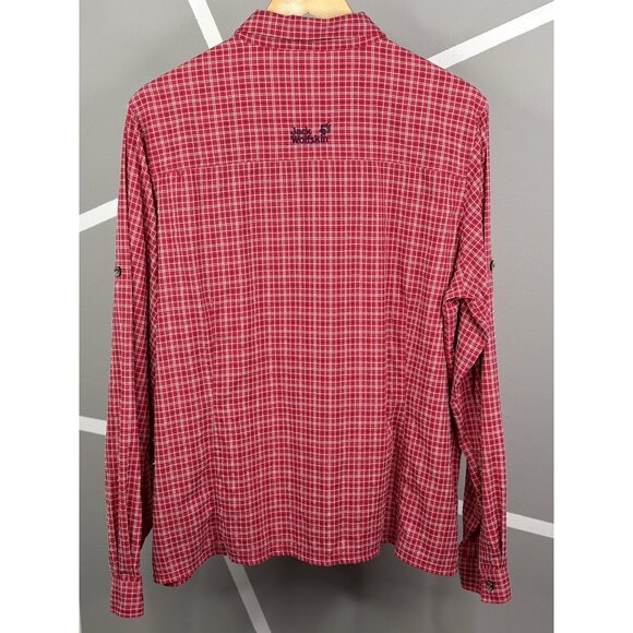 Jack Wolfskin Women’s XL Light Red Check Performance Hiking Outdoor Shirt - Picture 2 of 16